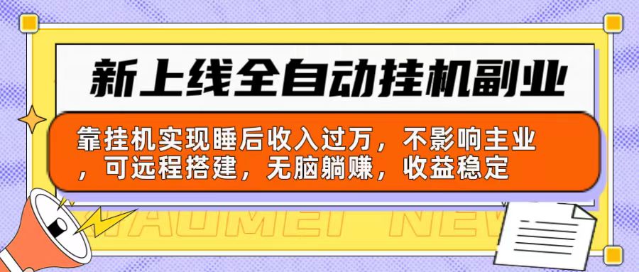 （10588期）新上线全自动挂机副业：靠挂机实现睡后收入过万，不影响主业可远程搭建…-云帆学社