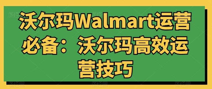 沃尔玛Walmart运营必备：沃尔玛高效运营技巧-云帆学社