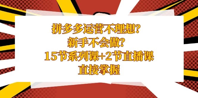 拼多多运营不理想？新手不会做？​15 节系列课+ 2 节直播课，直接掌握-云帆学社