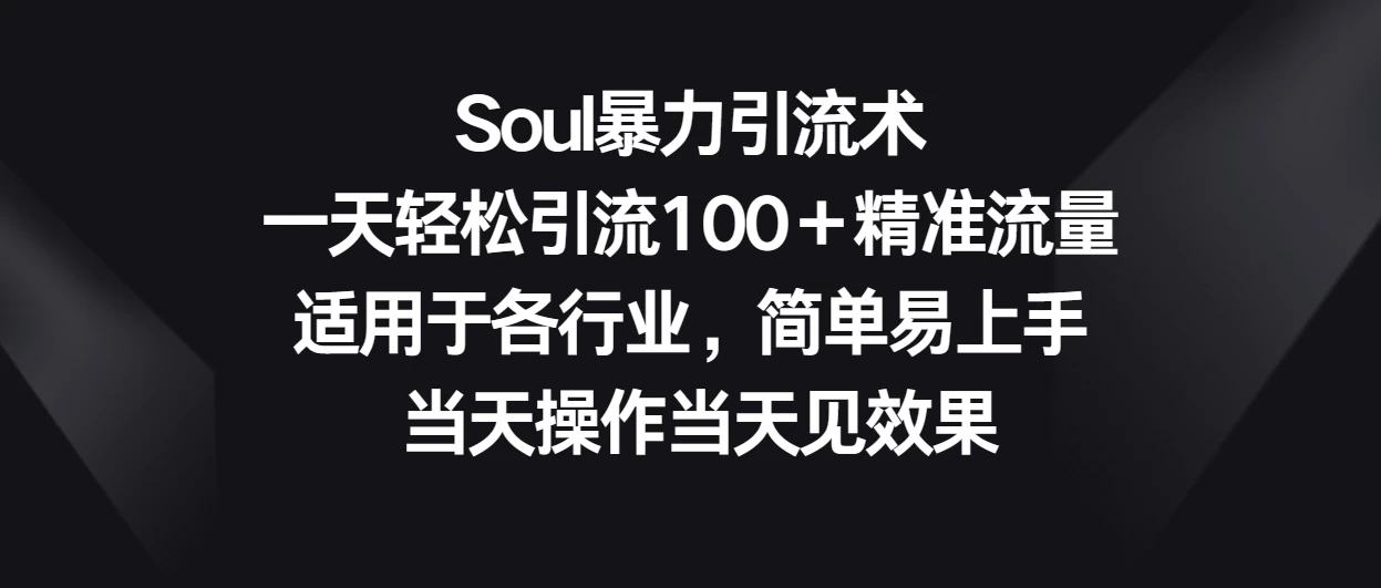 Soul暴力引流术，一天轻松引流100＋精准流量，适用于各行业，简单易上手 当天操作当天见效果-云帆学社