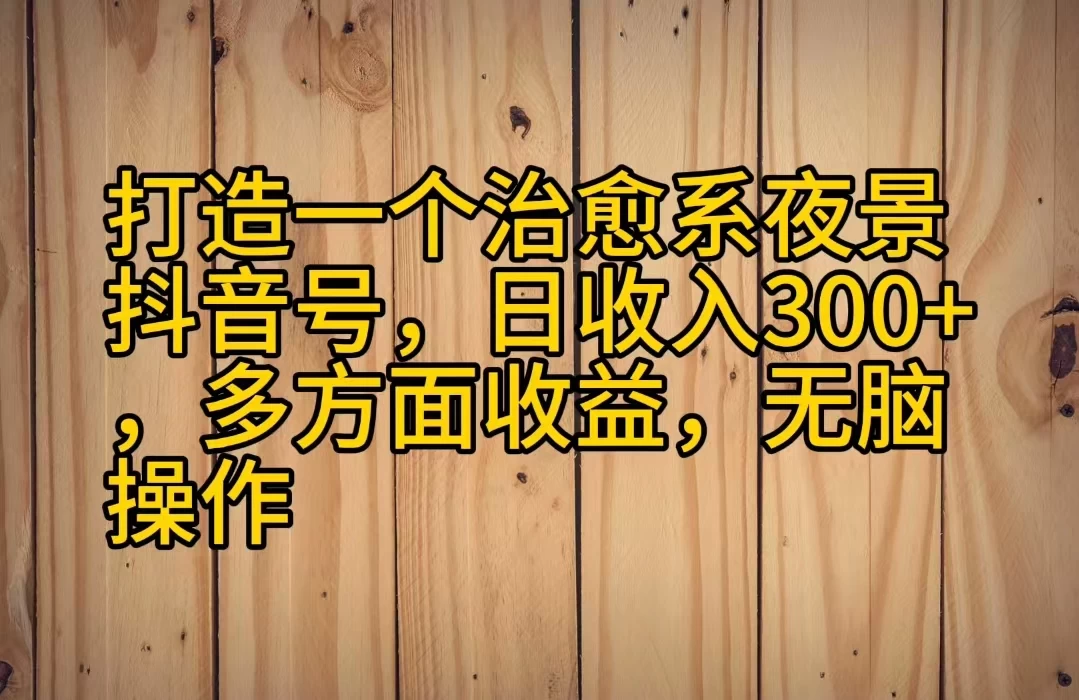 打造一个治愈系夜景抖音号，日收入300+，多方面收益，无脑操作-云帆学社