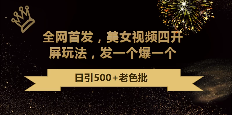 最新成人引流玩法，美女视频四开屏玩法，发一个爆一个，日引流500+精准-云帆学社