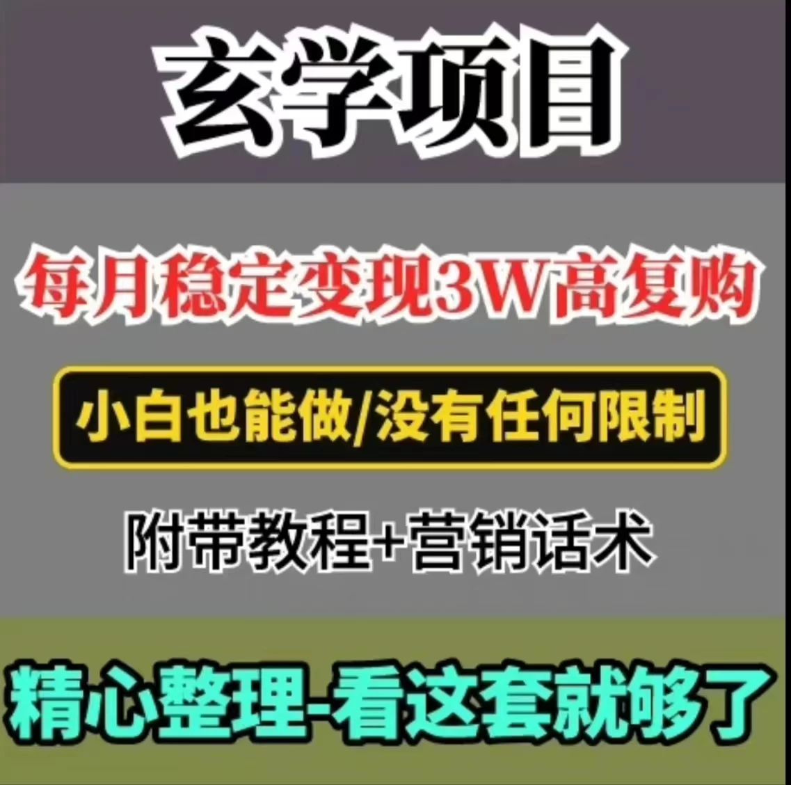 每月稳定变现3W+，高复购玄学项目，小白也能做-云帆学社