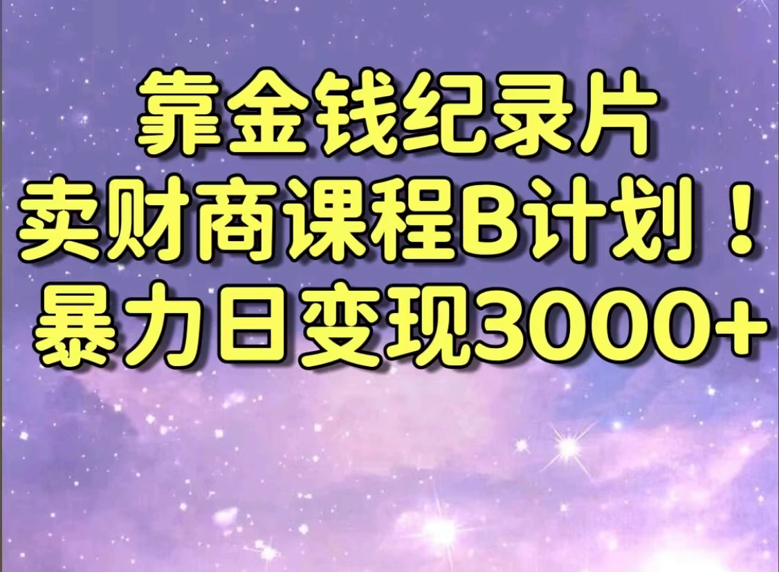 靠金钱纪录片卖财商课程，暴力日变现3000+，喂饭级干货教学！！-云帆学社