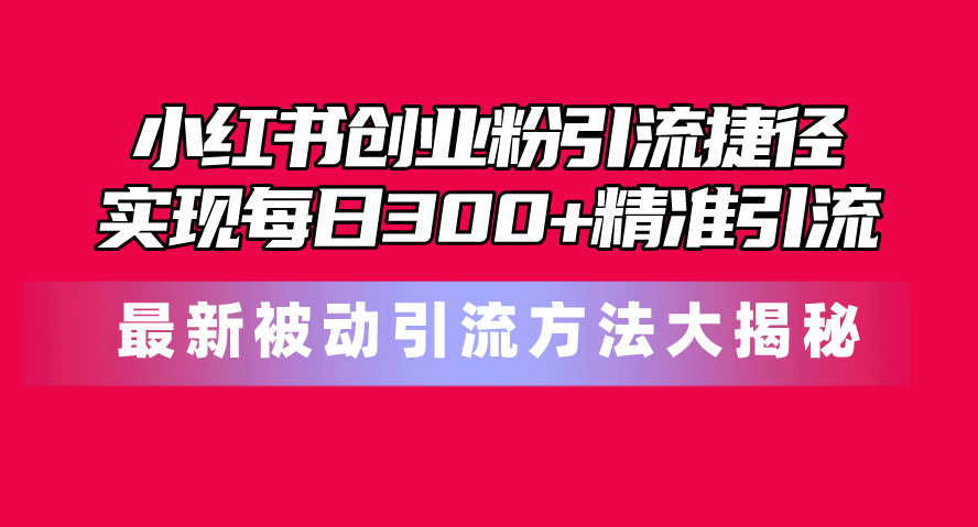 （10692期）小红书创业粉引流捷径！最新被动引流方法大揭秘，实现每日300+精准引流-云帆学社