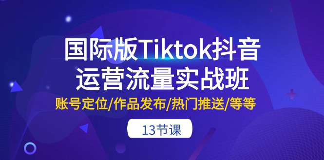 （10712期）国际版Tiktok抖音运营流量实战班：账号定位/作品发布/热门推送/等等-13节-云帆学社