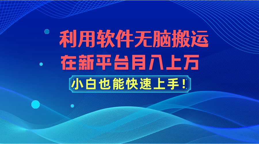 利用软件无脑搬运，在新平台月入上万，小白也能快速上手-云帆学社