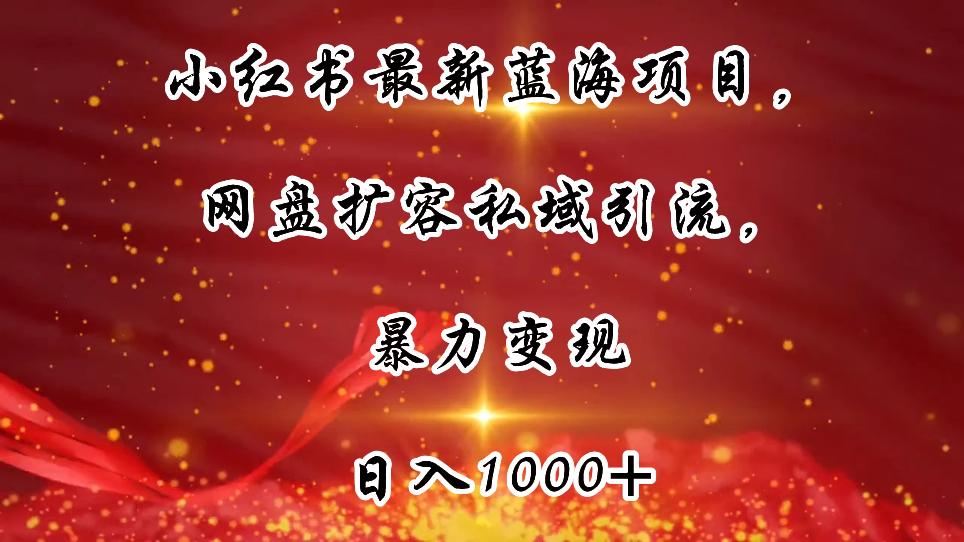 小红书最新蓝海项目，网盘扩容私域引流，暴力变现，日入1000+（附100T占位文件）-云帆学社