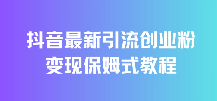 抖音最新引流创业粉+变现保姆式教程 直接无脑套模板即可-云帆学社