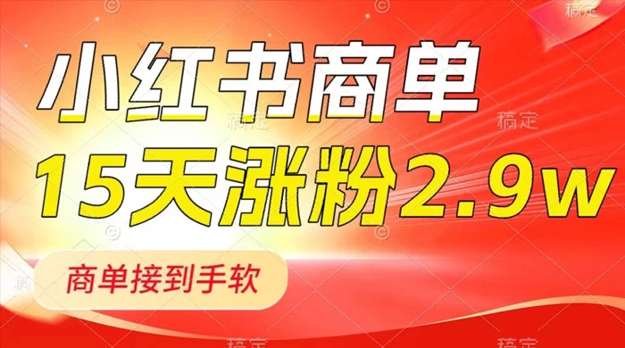 小红书商单最新玩法，新号 15 天 2.9w 粉，商单接到手软，1分钟一篇笔记-云帆学社