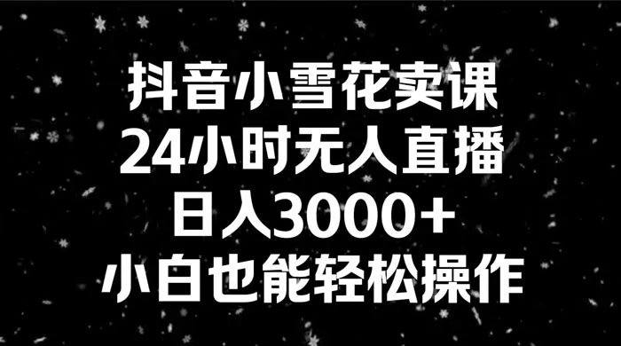 抖音小雪花卖课，24 小时无人直播，日入 3000+ ，小白也能轻松操作-云帆学社