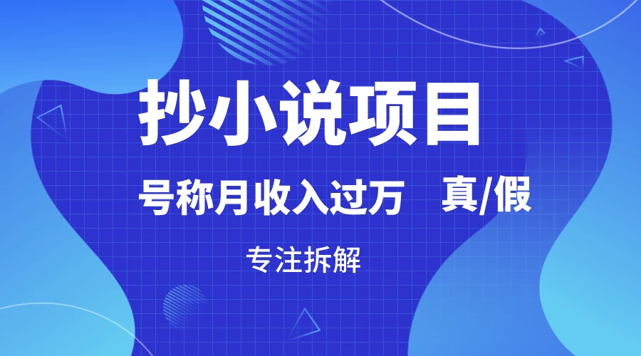 抄小说项目，号称月入过万，到底是否真实，能不能做，详细拆解-云帆学社