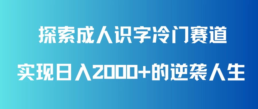 探索成人识字冷门赛道，实现日入2000+的逆袭人生！-云帆学社