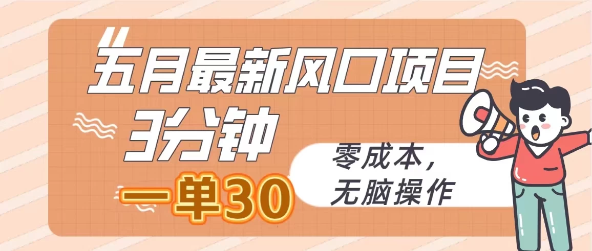 五月最新风口项目，3分钟一单30，无脑操作，零成本-云帆学社