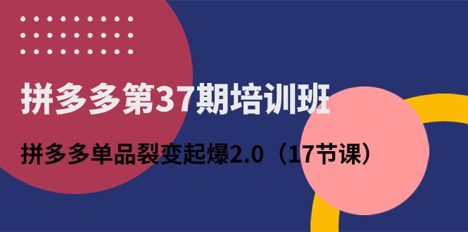 （10835期）拼多多第37期培训班：拼多多单品裂变起爆2.0（17节课）-云帆学社