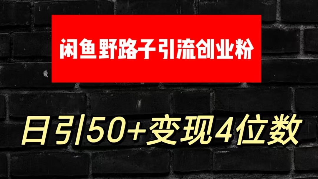 大眼闲鱼野路子引流创业粉，日引50+单日变现四位数-云帆学社