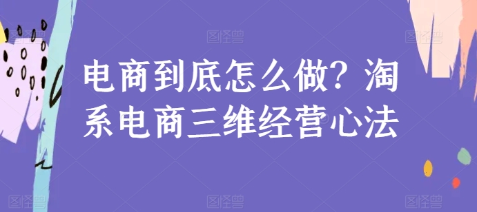 电商到底怎么做？淘系电商三维经营心法-云帆学社