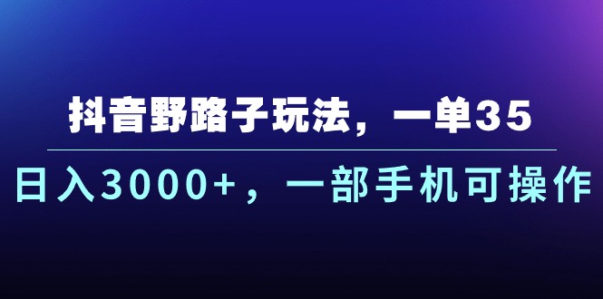 （10909期）抖音野路子玩法，一单35.日入3000+，一部手机可操作-云帆学社