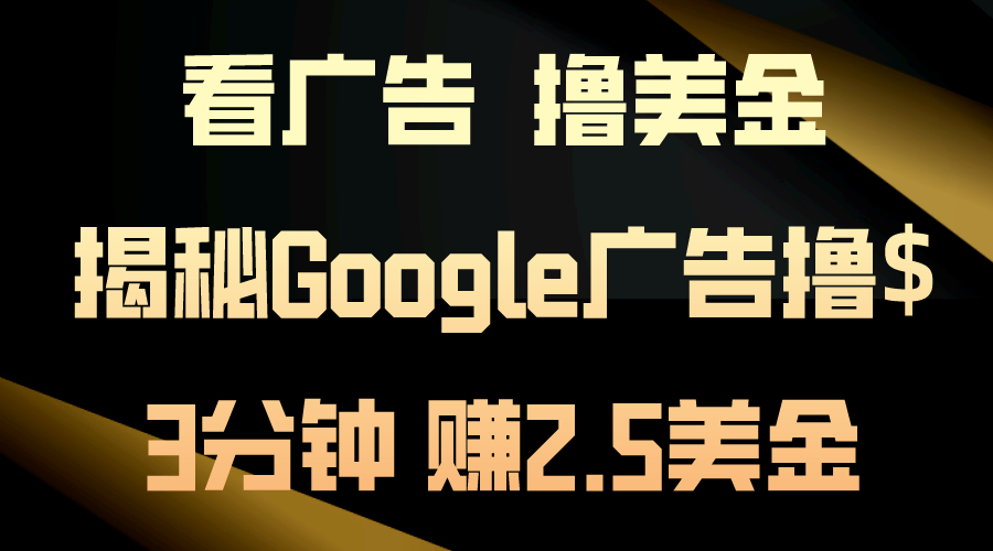 （10912期）看广告，撸美金！3分钟赚2.5美金！日入200美金不是梦！揭秘Google广告…-云帆学社