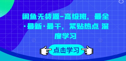 闲鱼无货源-高级班，最全·最新·最干，紧贴热点 深度学习-云帆学社