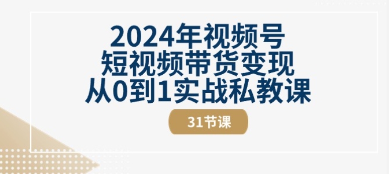 2024年视频号短视频带货变现从0到1实战私教课(31节视频课)-云帆学社