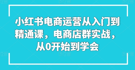 小红书电商运营从入门到精通课，电商店群实战，从0开始到学会-云帆学社