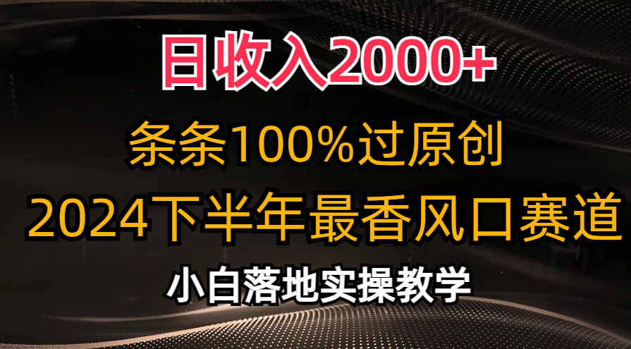 （10951期）日收入2000+，条条100%过原创，2024下半年最香风口赛道，小白轻松上手-云帆学社