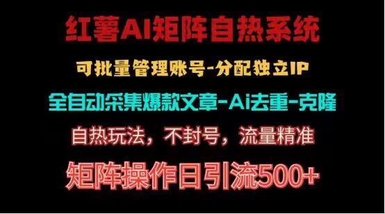 红薯矩阵自热系统，独家不死号引流玩法！矩阵操作日引流500+-云帆学社