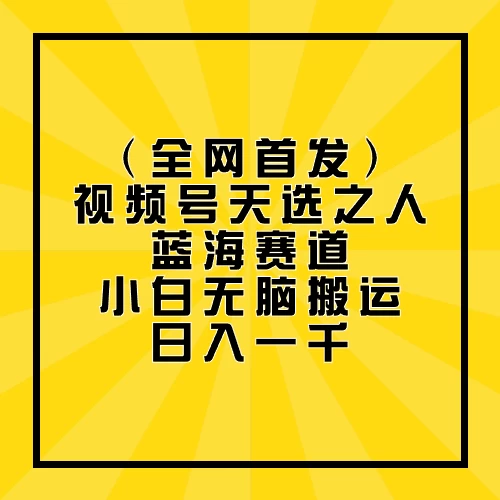 全网首发，视频号天选之人蓝海赛道，小白无脑搬运日入一千-云帆学社