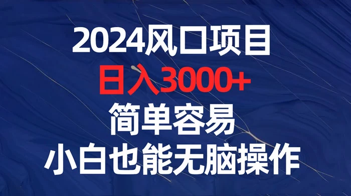 2024 风口项目，日入 3000+，简单容易，小白也能无脑操作-云帆学社