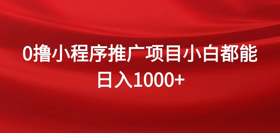 0撸小程序推广项目，日入四位数，零基础小白也能做-云帆学社