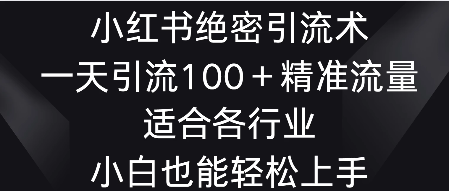 小红书绝密引流术，一天引流100＋精准流量，适合各个行业，小白也能轻松上手-云帆学社