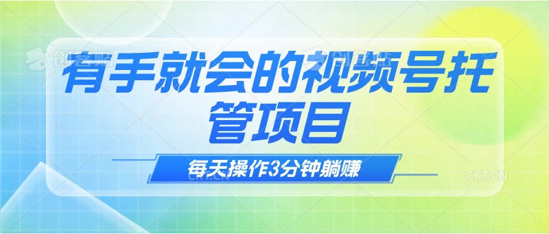 有手就会！视频号托管项目，每天操作只需3分钟，就可以躺赚-云帆学社