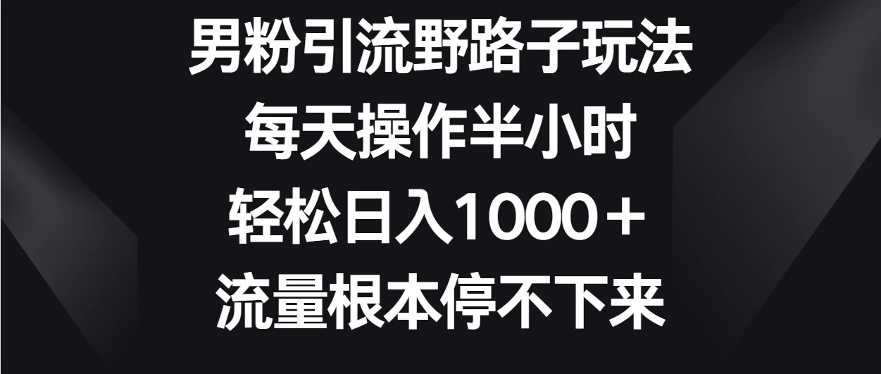 男粉引流野路子玩法，每天操作半小时轻松日入1000＋，流量根本停不下来-云帆学社