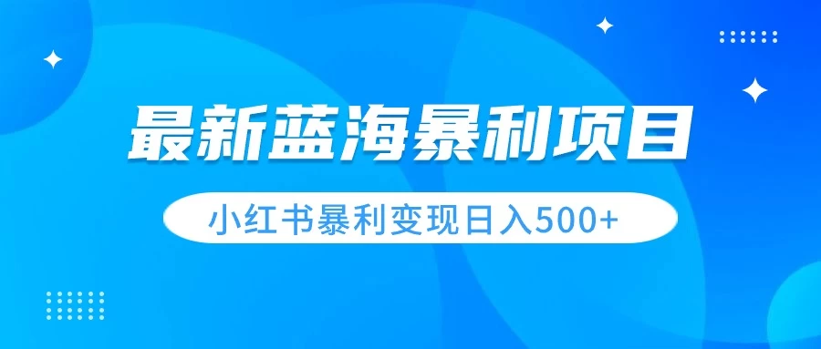 最新暴利蓝海项目，小红书图文变现，轻松实现日收益500+-云帆学社