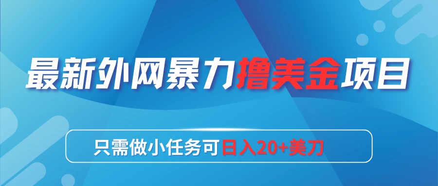 最新外网暴力撸美金项目，只需做小任务可日入20+美刀-云帆学社