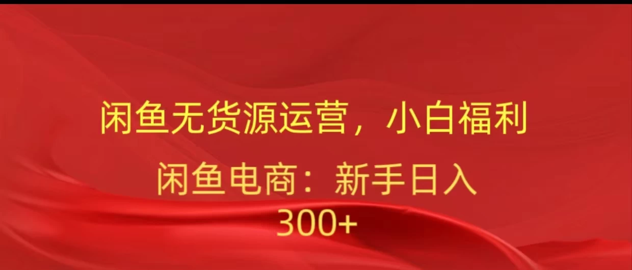 闲鱼无货源运营，小白福利，日入300+，轻松月入过万！-云帆学社