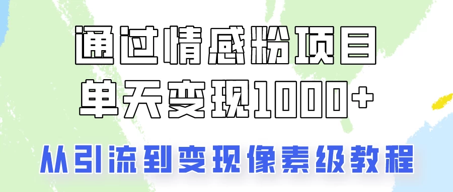 我是怎么通过情感粉项目单天变现1000+的，从引流到变现像素级教程-云帆学社