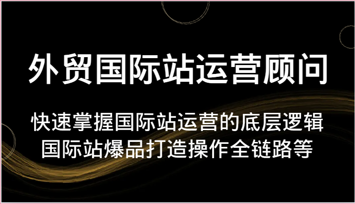 外贸国际站运营顾问-快速掌握国际站运营的底层逻辑，国际站爆品打造操作全链路等-云帆学社