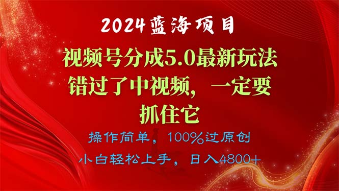 （11032期）2024蓝海项目，视频号分成计划5.0最新玩法，错过了中视频，一定要抓住…-云帆学社