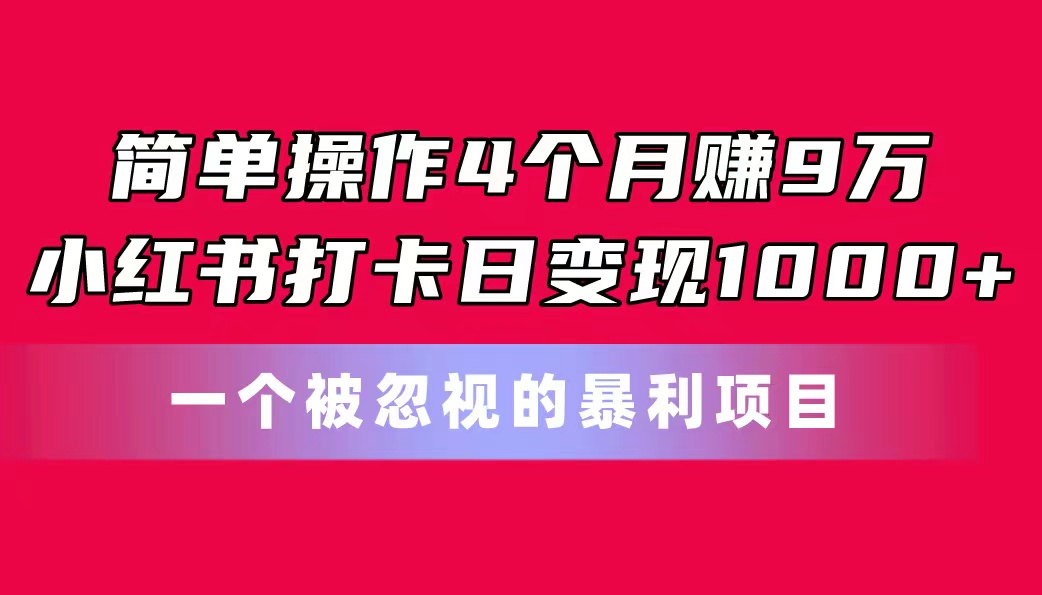 （11048期）简单操作4个月赚9万！小红书打卡日变现1000+！一个被忽视的暴力项目-云帆学社