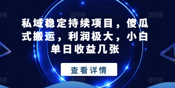 私域稳定持续项目，傻瓜式搬运，利润极大，小白单日收益几张-云帆学社