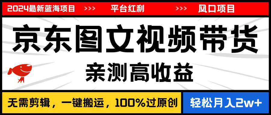 （11147期）2024最新蓝海项目，逛逛京东图文视频带货，无需剪辑，月入20000+-云帆学社