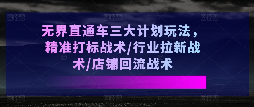 无界直通车三大计划玩法，精准打标战术/行业拉新战术/店铺回流战术-云帆学社