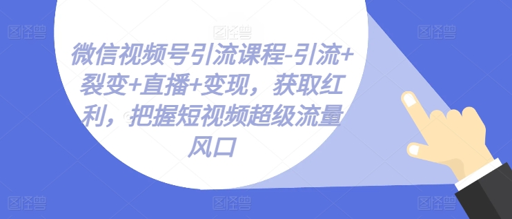 微信视频号引流课程-引流+裂变+直播+变现，获取红利，把握短视频超级流量风口-云帆学社