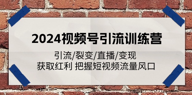 （11337期）2024视频号引流训练营：引流/裂变/直播/变现 获取红利 把握短视频流量风口-云帆学社