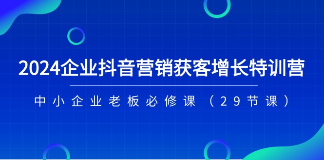 （11349期）2024企业抖音-营销获客增长特训营，中小企业老板必修课（29节课）-云帆学社