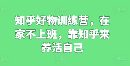 知乎好物训练营，在家不上班，靠知乎来养活自己-云帆学社