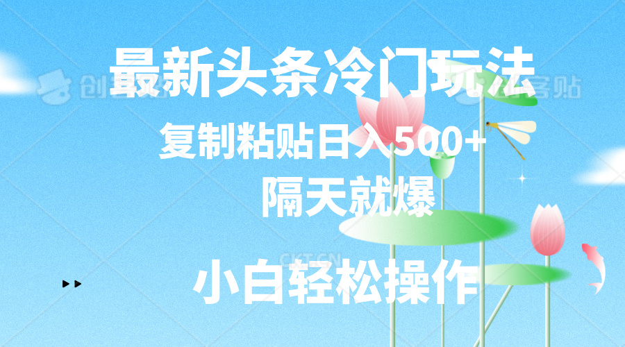 （11414期）最新头条冷门玩法，隔天就爆，复制粘贴日入500+-云帆学社