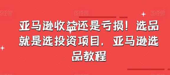 亚马逊收益还是亏损！选品就是选投资项目，亚马逊选品教程-云帆学社